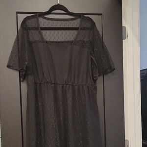 SHEIN Black Sheer High Low Dress